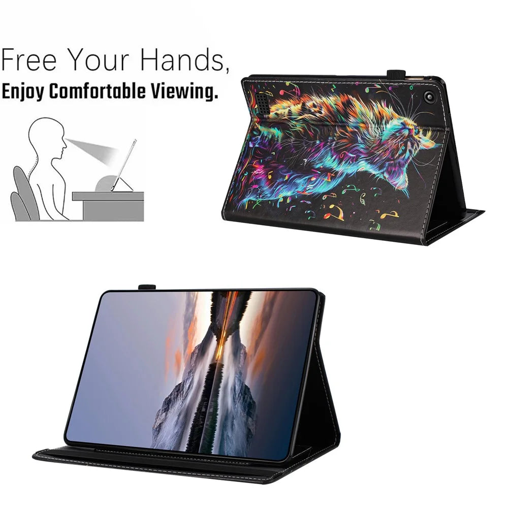Tablet Case For Amazon Fire HD 8 (2018) / (2017) / (2016) Pattern Leather Cover with Auto Sleep / Wake, Card Holder - Flower Fox - 5