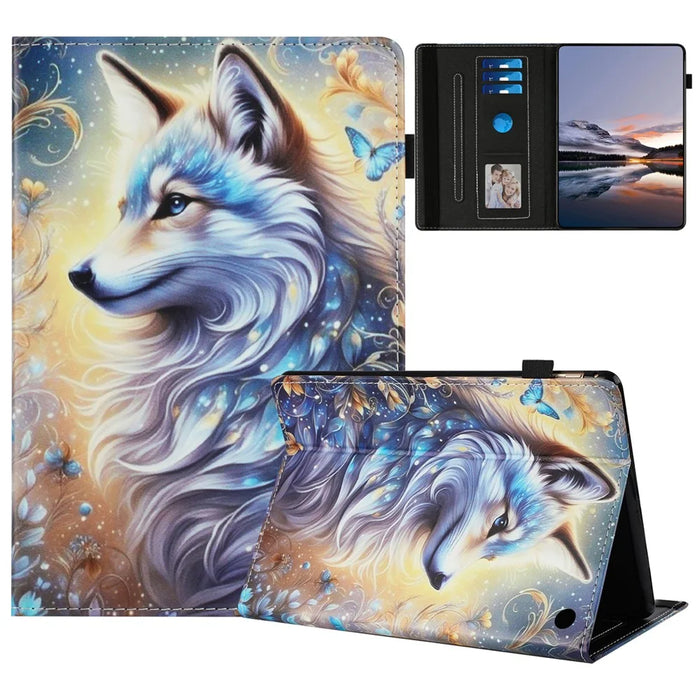 Tablet Case For Amazon Fire HD 8 (2024) / (2022) / (2020) Pattern Leather Cover with Auto Sleep / Wake, Card Holder - Flower Fox - 1