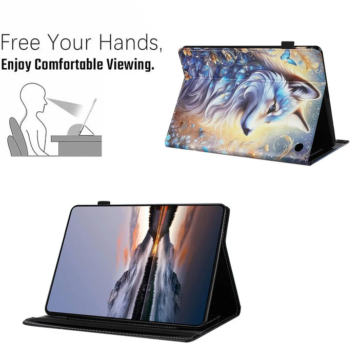 Tablet Case For Amazon Fire HD 8 (2024) / (2022) / (2020) Pattern Leather Cover with Auto Sleep / Wake, Card Holder - Flower Fox - 5