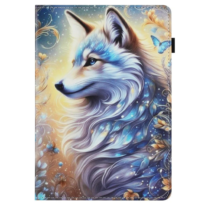 Tablet Case For Amazon Fire HD 8 (2024) / (2022) / (2020) Pattern Leather Cover with Auto Sleep / Wake, Card Holder - Flower Fox - 7