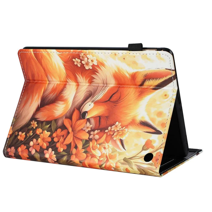 Tablet Case For Amazon Fire HD 10 (2021) / HD 10 Plus (2021) Pattern Leather Cover with Auto Sleep / Wake, Card Holder - Flower Fox - 4