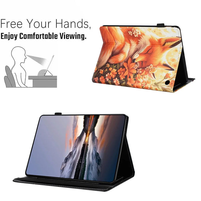Tablet Case For Amazon Fire HD 10 (2021) / HD 10 Plus (2021) Pattern Leather Cover with Auto Sleep / Wake, Card Holder - Flower Fox - 5