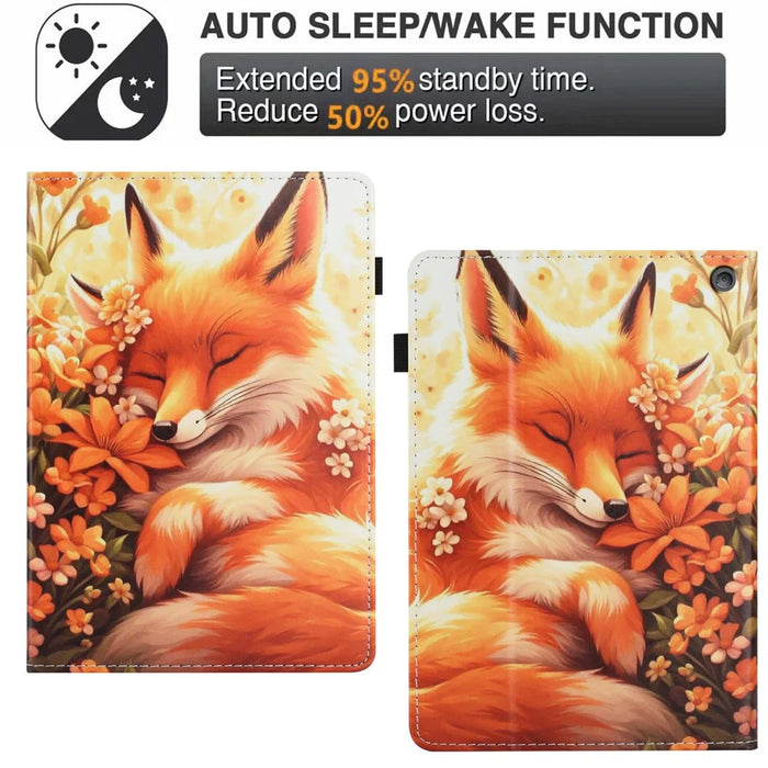 Tablet Case For Amazon Fire HD 10 (2021) / HD 10 Plus (2021) Pattern Leather Cover with Auto Sleep / Wake, Card Holder - Flower Fox - 6