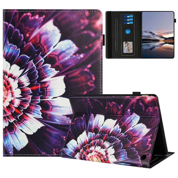 For Amazon Kindle Fire Max 11 2023 Case Pattern Leather Tablet Cover with Auto Sleep / Wake, Card Holder - Flower Fox - 1