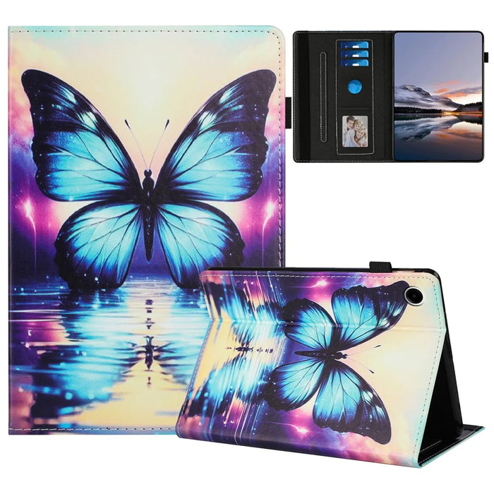 For Lenovo M10 Plus TB-X606F Case Pattern Leather Tablet Cover with Auto Sleep / Wake, Card Holder - Flower Fox - 1