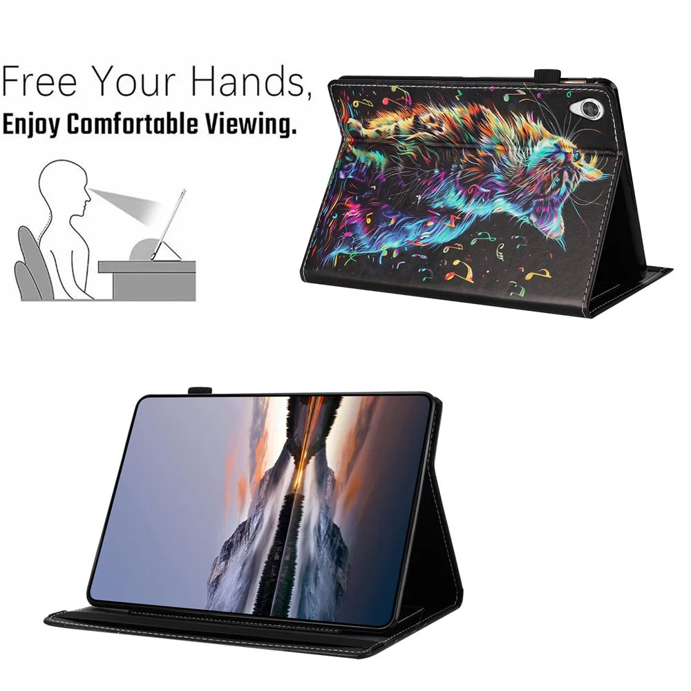 For Lenovo Tab M10 HD Gen 2 Case Pattern Leather Tablet Cover with Auto Sleep / Wake, Card Holder - Flower Fox - 5