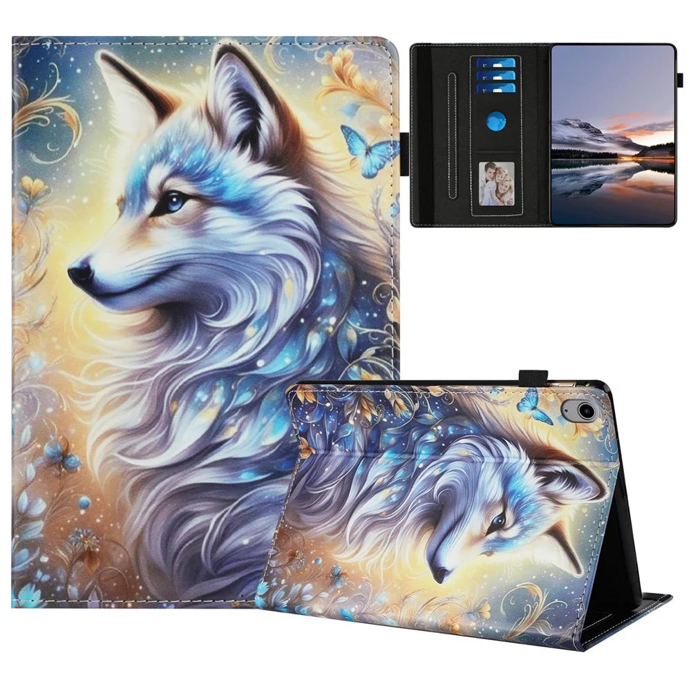 For Lenovo Tab P11 TB-J606F Case Pattern Leather Tablet Cover with Auto Sleep / Wake, Card Holder - Flower Fox - 1