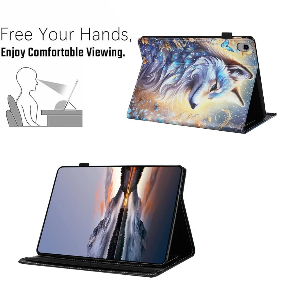 For Lenovo Tab P11 TB-J606F Case Pattern Leather Tablet Cover with Auto Sleep / Wake, Card Holder - Flower Fox - 5
