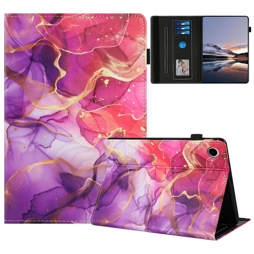 For Lenovo Tab M10 Plus (3rd Gen) Case Pattern Leather Tablet Cover with Auto Sleep / Wake, Card Holder - Flower Fox - 1