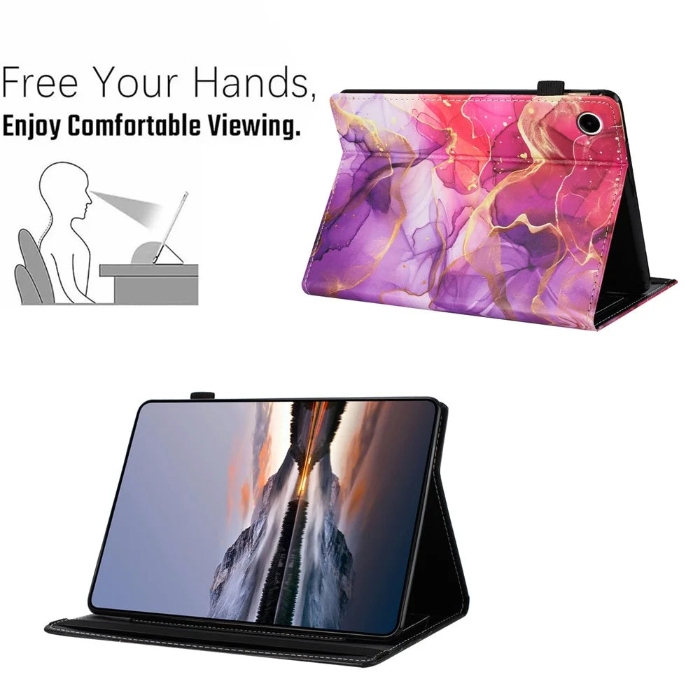 For Lenovo Tab M10 Plus (3rd Gen) Case Pattern Leather Tablet Cover with Auto Sleep / Wake, Card Holder - Flower Fox - 5