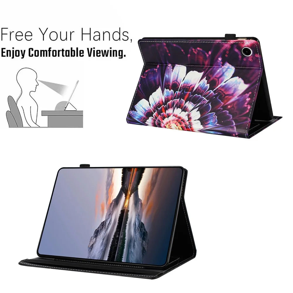 For Lenovo Tab M10 (Gen 3) Case Pattern Leather Tablet Cover with Auto Sleep / Wake, Card Holder - Flower Fox - 5