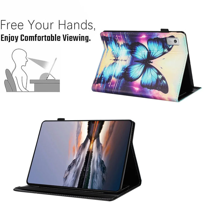For Lenovo Tab M9 TB-310FU Case Pattern Leather Tablet Cover with Auto Sleep / Wake, Card Holder - Flower Fox - 5