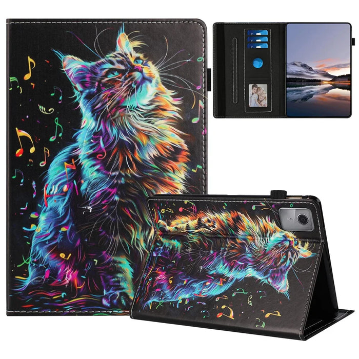 Tablet Case For Lenovo Tab M11 / Xiaoxin Pad 11 2024 Pattern Leather Cover with Auto Sleep / Wake, Card Holder - Flower Fox - 1