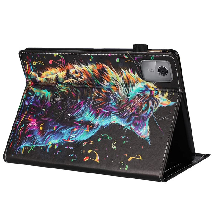 Tablet Case For Lenovo Tab M11 / Xiaoxin Pad 11 2024 Pattern Leather Cover with Auto Sleep / Wake, Card Holder - Flower Fox - 4