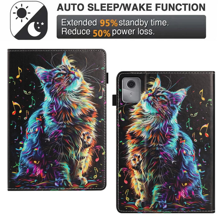 Tablet Case For Lenovo Tab M11 / Xiaoxin Pad 11 2024 Pattern Leather Cover with Auto Sleep / Wake, Card Holder - Flower Fox - 6