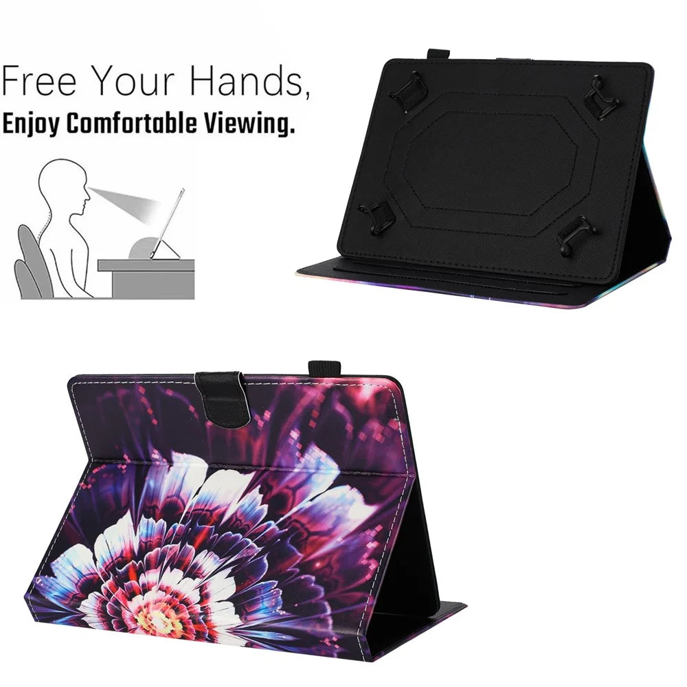 Universal 7-inch Tablet Case Pattern Leather Cover with Auto Sleep / Wake, Card Holder - Flower Fox - 5