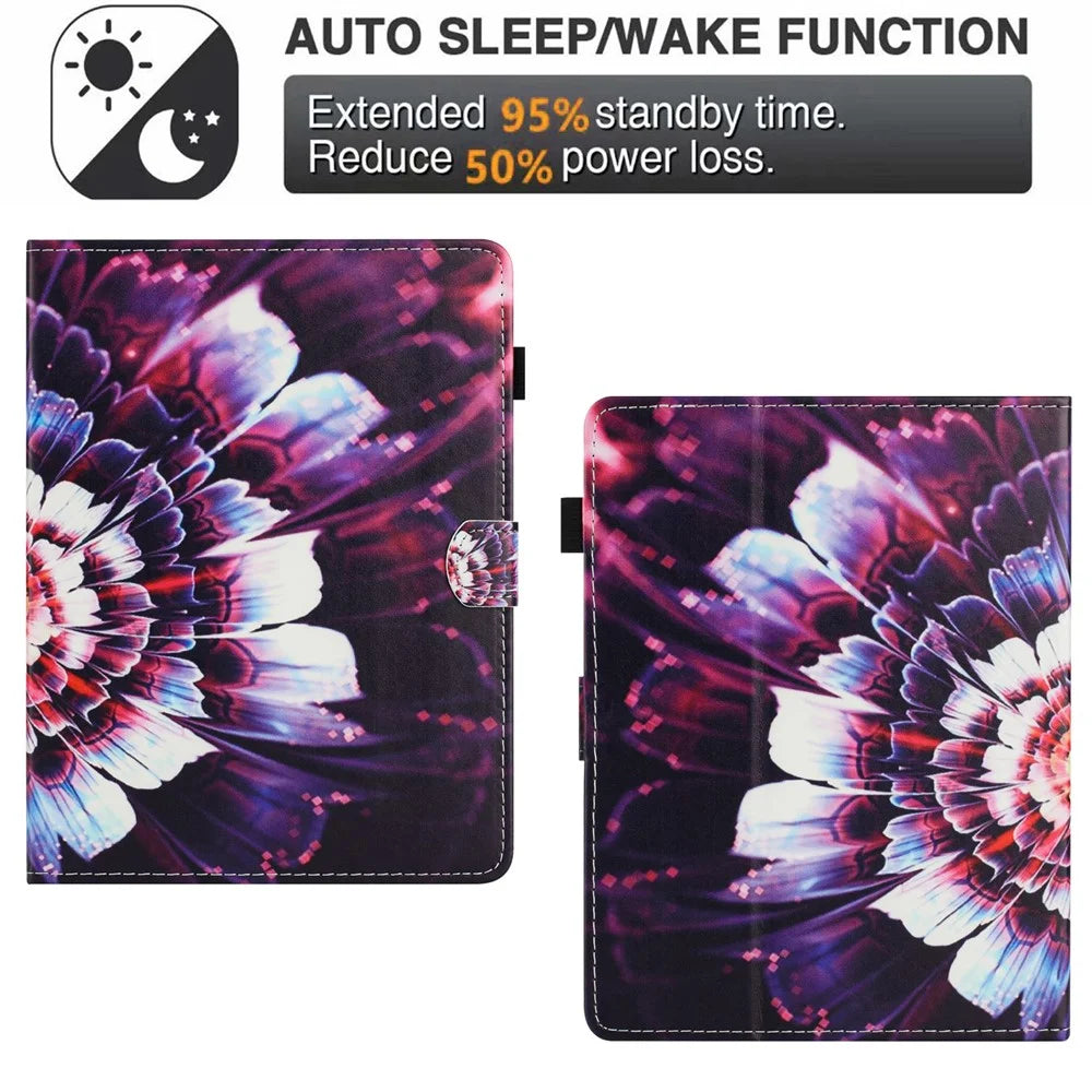 Universal 7-inch Tablet Case Pattern Leather Cover with Auto Sleep / Wake, Card Holder - Flower Fox - 6