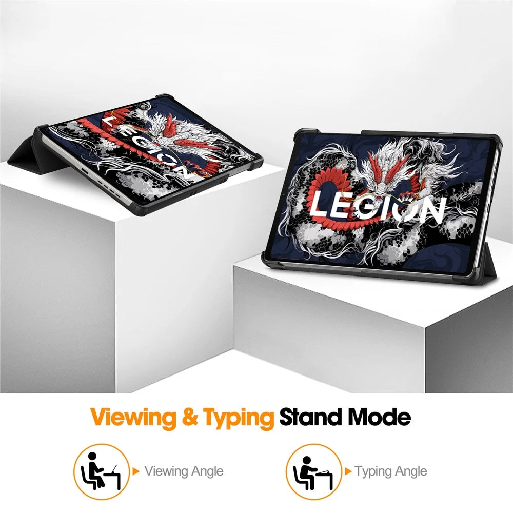 For Lenovo Legion Y700 (2025) Case Anti-Drop Leather Stand Tablet Cover - Black - 3