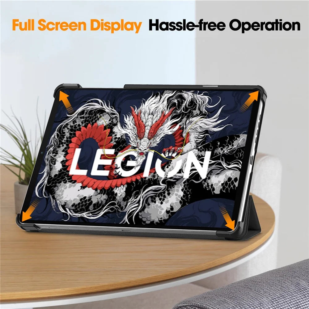 For Lenovo Legion Y700 (2025) Case Anti-Drop Leather Stand Tablet Cover - Black - 4