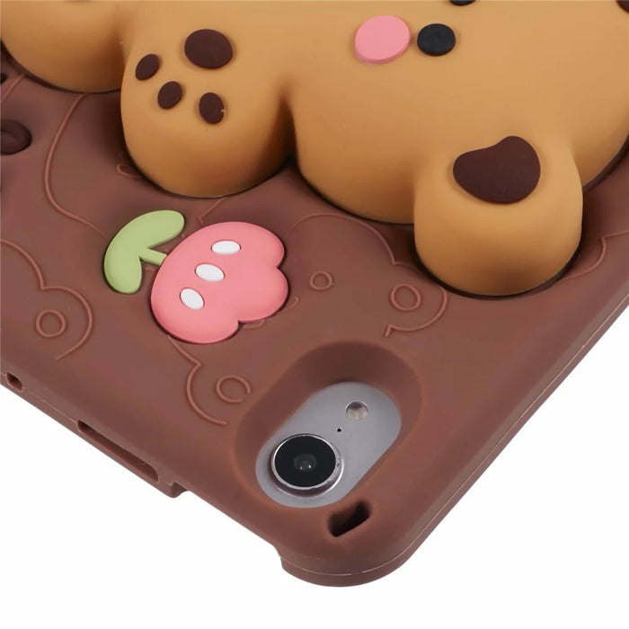 For iPad mini (2024) / mini (2021) Silicone Case Bear Kickstand Tulip Tablet Cover - 5