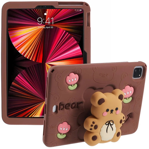 Silicone Case for iPad Air 11 (2026) / (2025) / (2024) / Air (2022) / (2020) / iPad Pro 11 (2025) / 11 (2024) / (2022) / (2021) / (2020) / (2018) Bear Kickstand Cover - 1