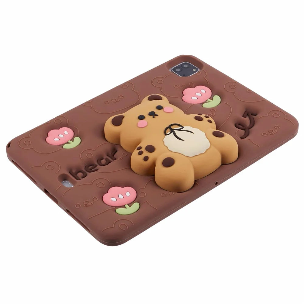 Silicone Case for iPad Air 11 (2026) / (2025) / (2024) / Air (2022) / (2020) / iPad Pro 11 (2025) / 11 (2024) / (2022) / (2021) / (2020) / (2018) Bear Kickstand Cover - 3