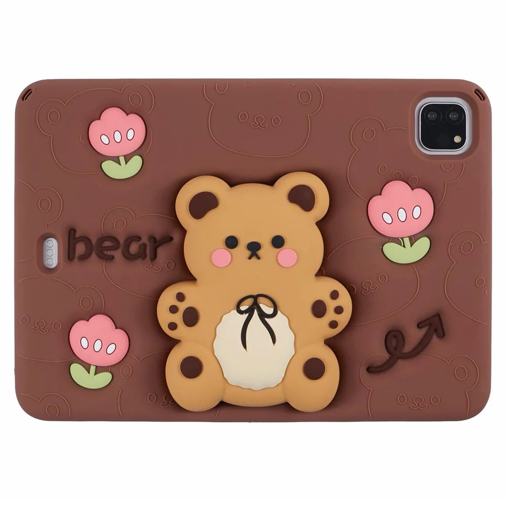 Silicone Case for iPad Air 11 (2026) / (2025) / (2024) / Air (2022) / (2020) / iPad Pro 11 (2025) / 11 (2024) / (2022) / (2021) / (2020) / (2018) Bear Kickstand Cover - 6