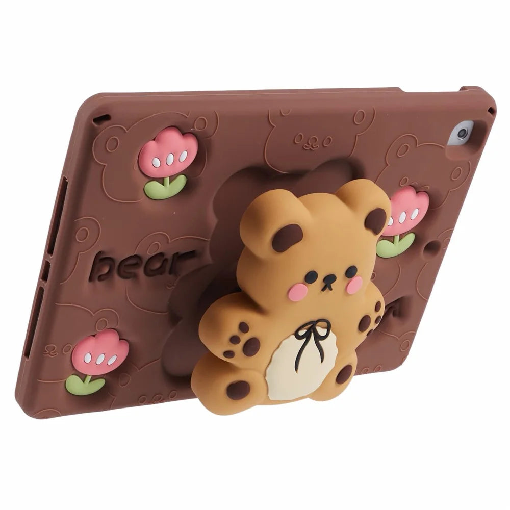 For iPad 9.7-inch (2018) / (2017) Silicone Case Bear Kickstand Tulip Tablet Cover - 2