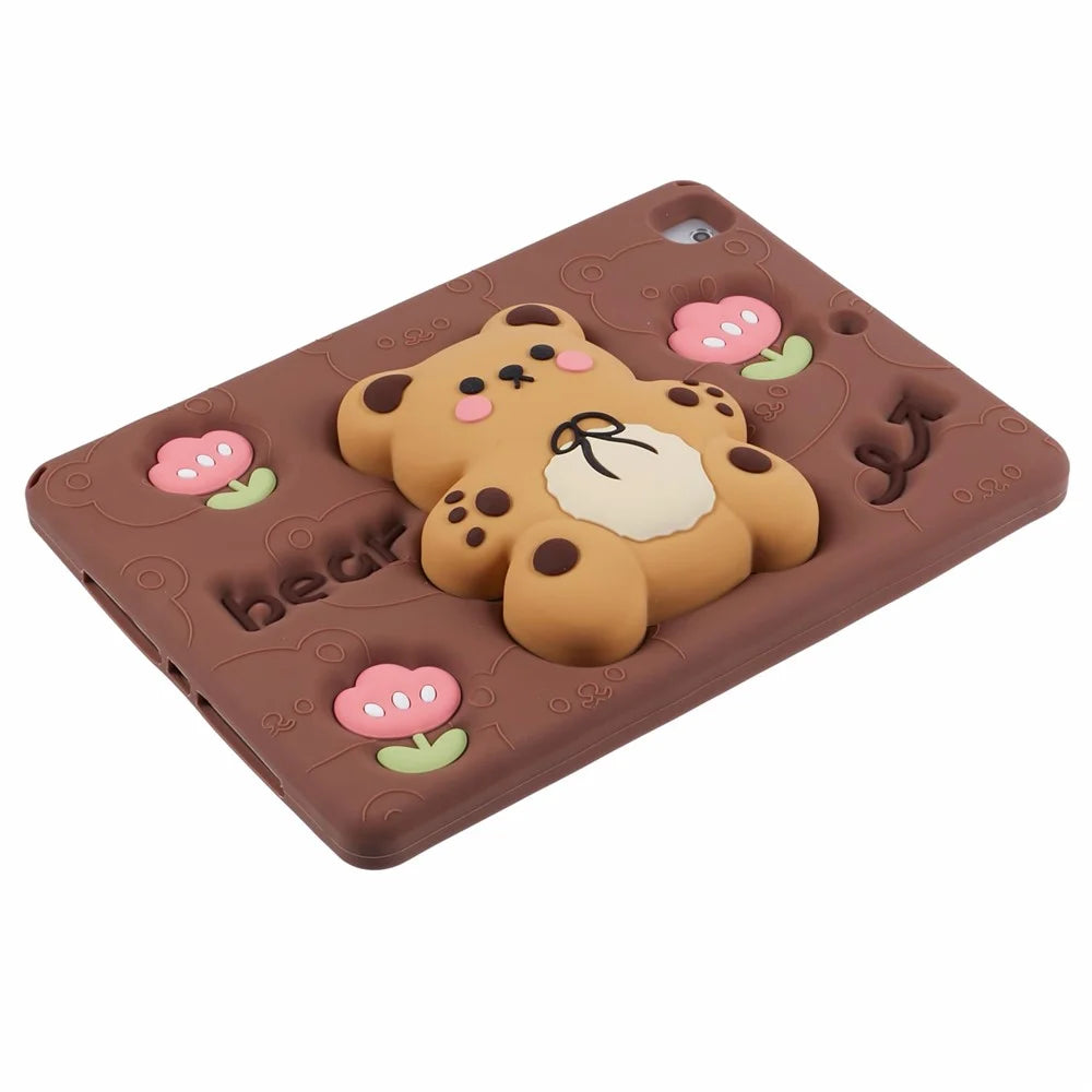 For iPad 9.7-inch (2018) / (2017) Silicone Case Bear Kickstand Tulip Tablet Cover - 3