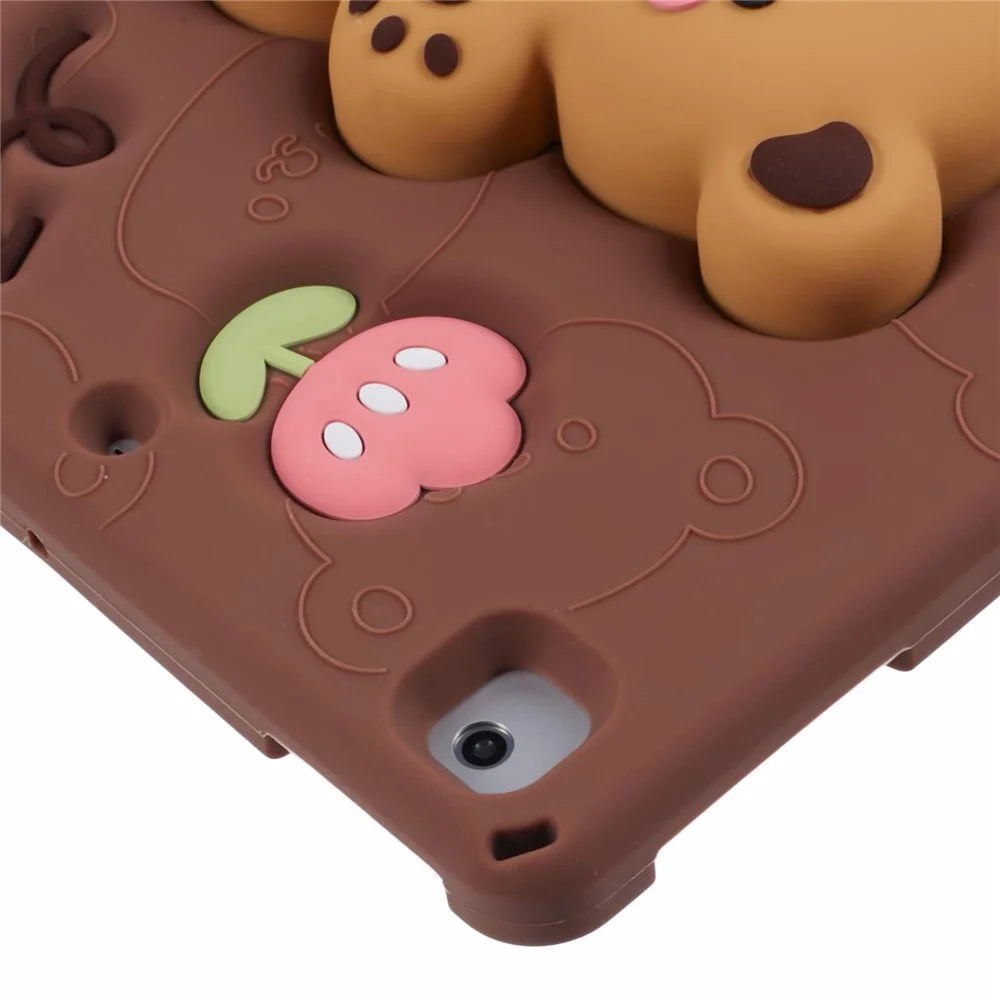 For iPad 9.7-inch (2018) / (2017) Silicone Case Bear Kickstand Tulip Tablet Cover - 5