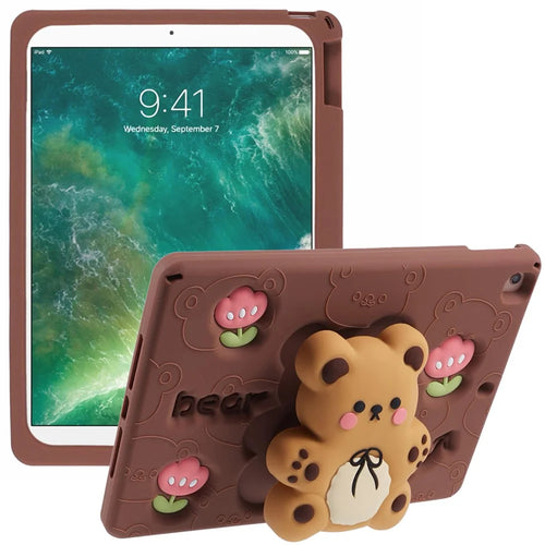 Silicone Case for iPad 10.2 (2021) / (2020) / (2019) / iPad Air 10.5 inch (2019) / Pro 10.5-inch (2017) Bear Kickstand Tulip Tablet Cover - 1