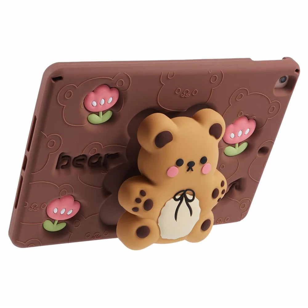 Silicone Case for iPad 10.2 (2021) / (2020) / (2019) / iPad Air 10.5 inch (2019) / Pro 10.5-inch (2017) Bear Kickstand Tulip Tablet Cover - 2
