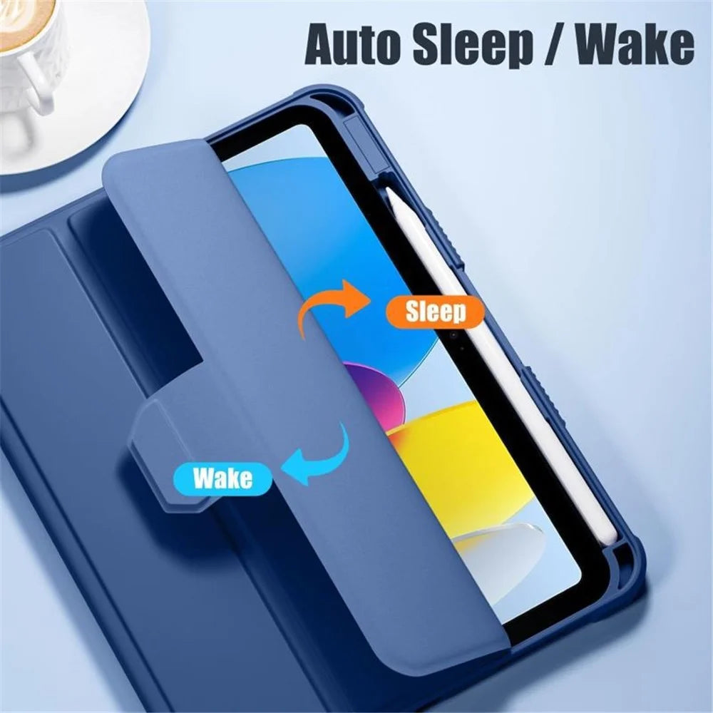 Bulk Purchasing For iPad (2025) / 10.9 (2022) Case Stand Leather+TPU+PC Clear Tablet Cover with Pen Slot - Blue - 3