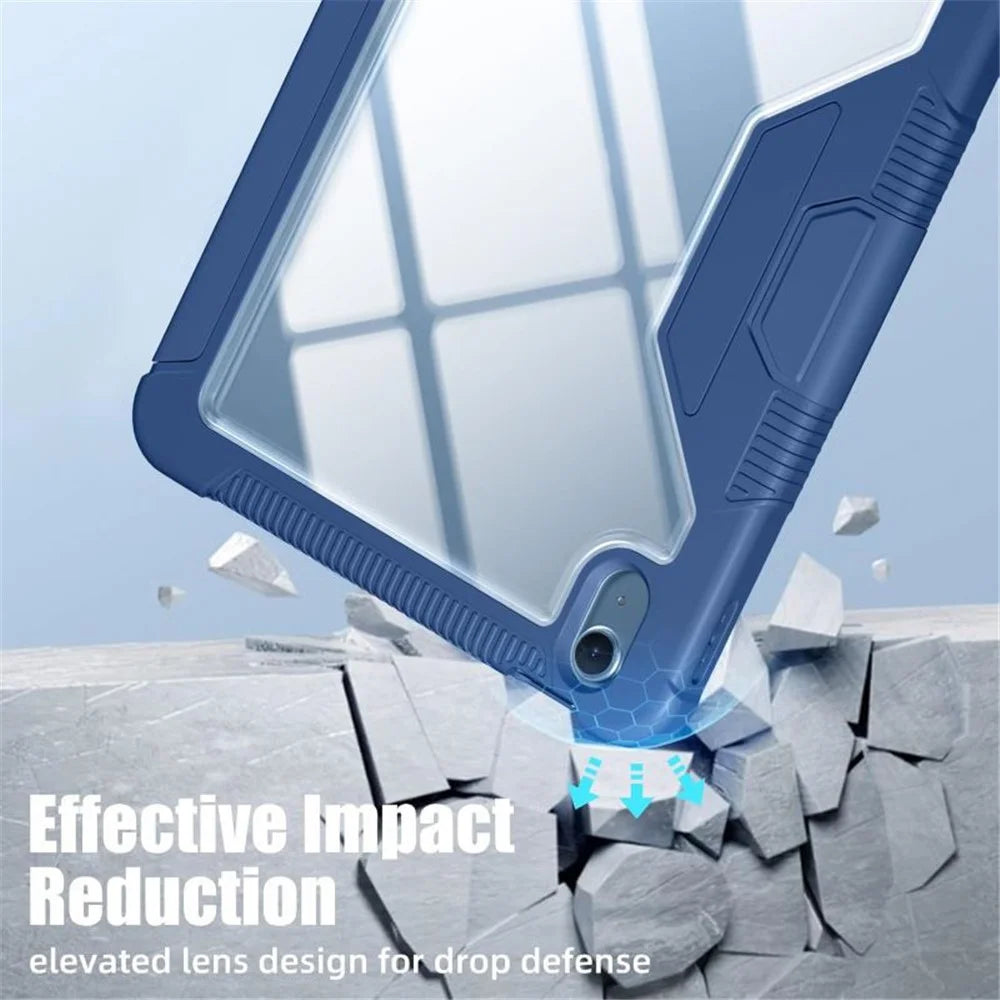 Bulk Purchasing For iPad (2025) / 10.9 (2022) Case Stand Leather+TPU+PC Clear Tablet Cover with Pen Slot - Blue - 5