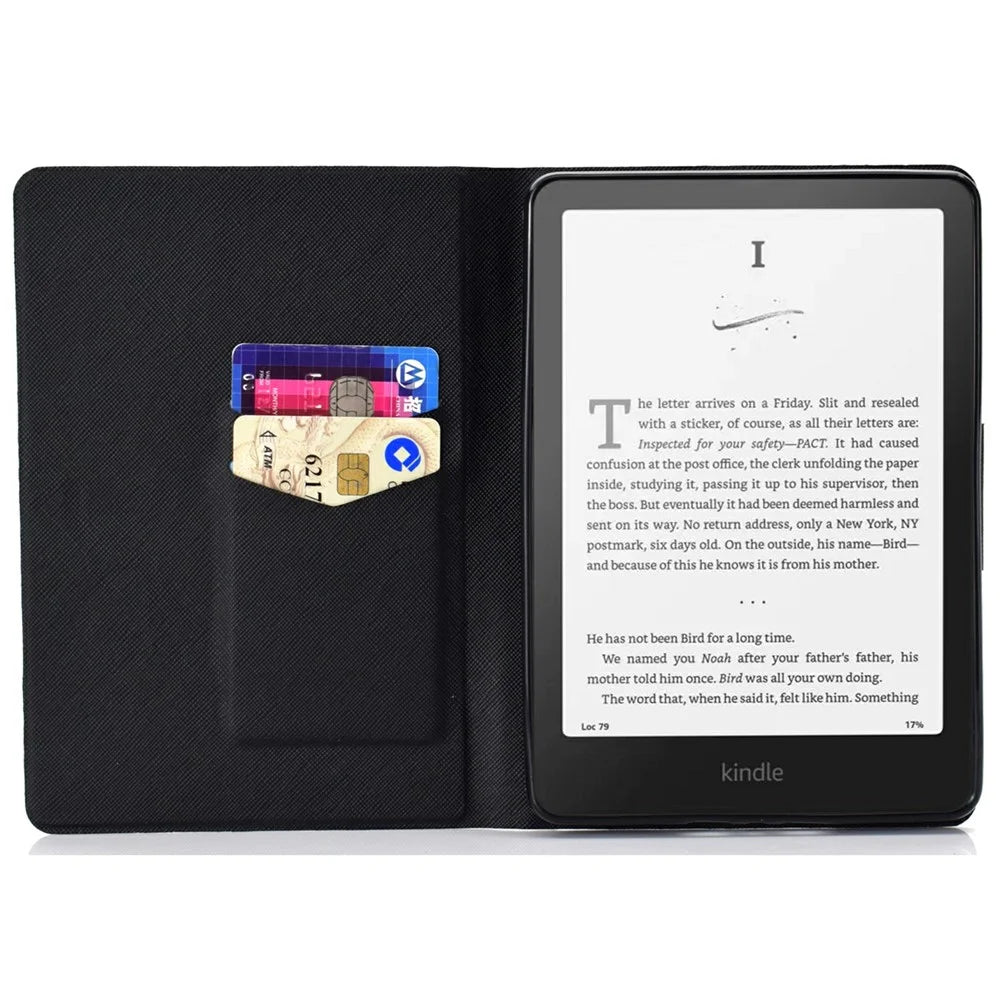 For Amazon Kindle Paperwhite (2024) Case Stand Pattern Printed Leather Cover - Blue Marble - 2