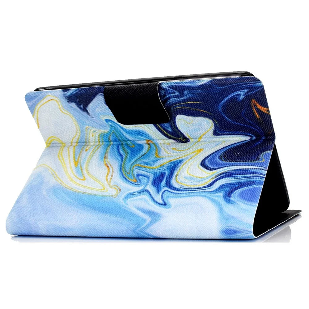 For Amazon Kindle Paperwhite (2024) Case Stand Pattern Printed Leather Cover - Blue Marble - 3