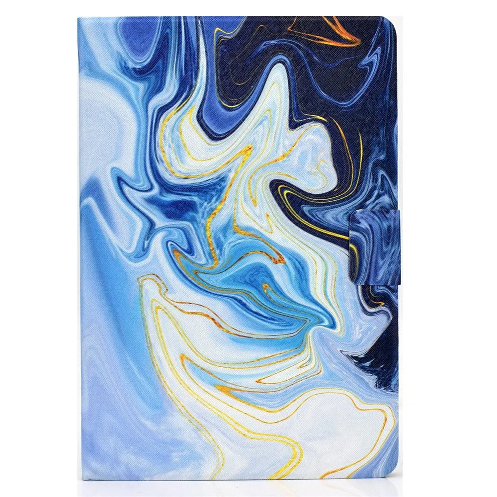 For Amazon Kindle Paperwhite (2024) Case Stand Pattern Printed Leather Cover - Blue Marble - 6