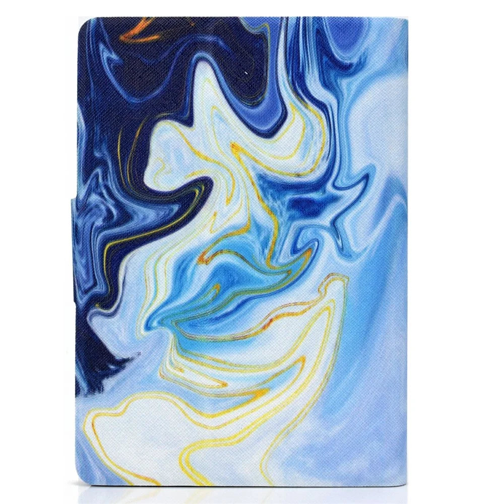 For Amazon Kindle Paperwhite (2024) Case Stand Pattern Printed Leather Cover - Blue Marble - 7