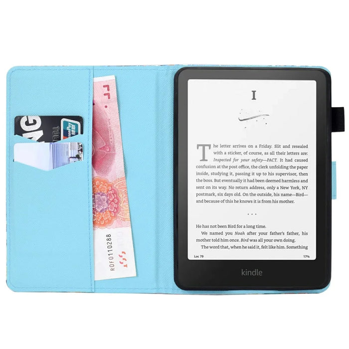 For Amazon Kindle Paperwhite (2024) Case Card Holder Stand Pattern Printing Leather Cover - Bird - 2