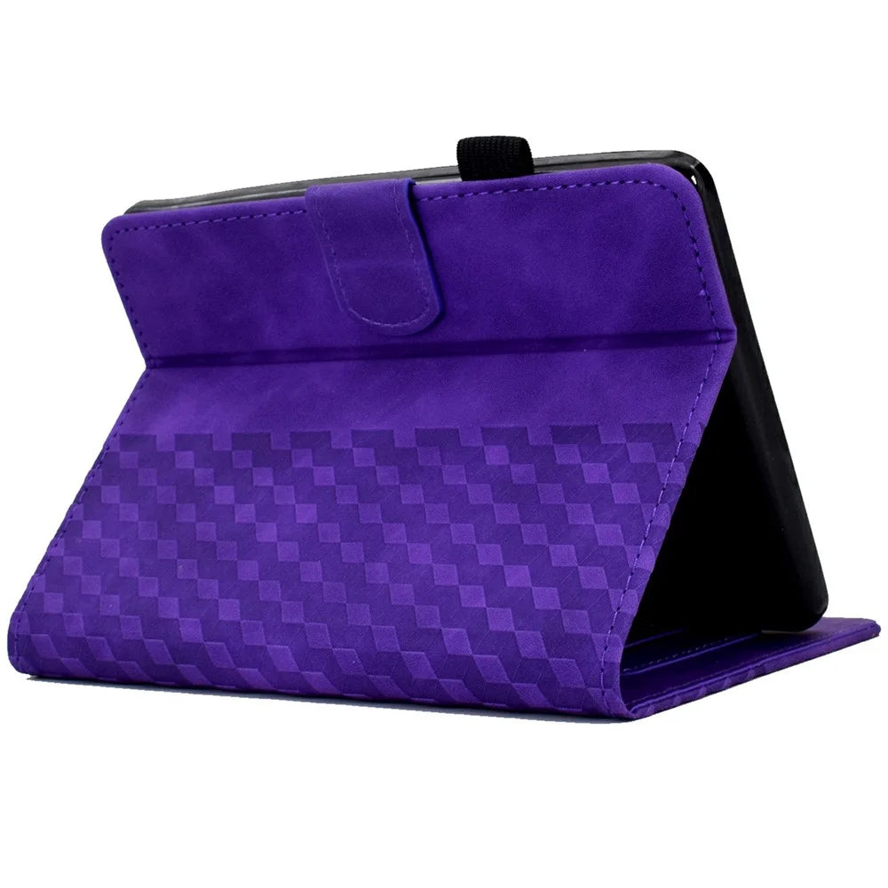 For Amazon Kindle Paperwhite (2024) Case Card Slots Leather Cover Block Pattern - Purple - 4