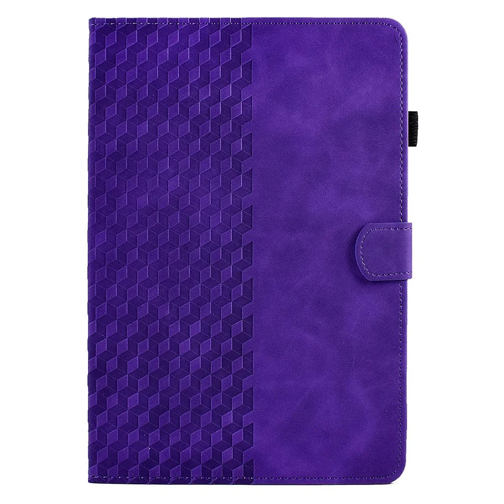 For Amazon Kindle Paperwhite (2024) Case Card Slots Leather Cover Block Pattern - Purple - 7