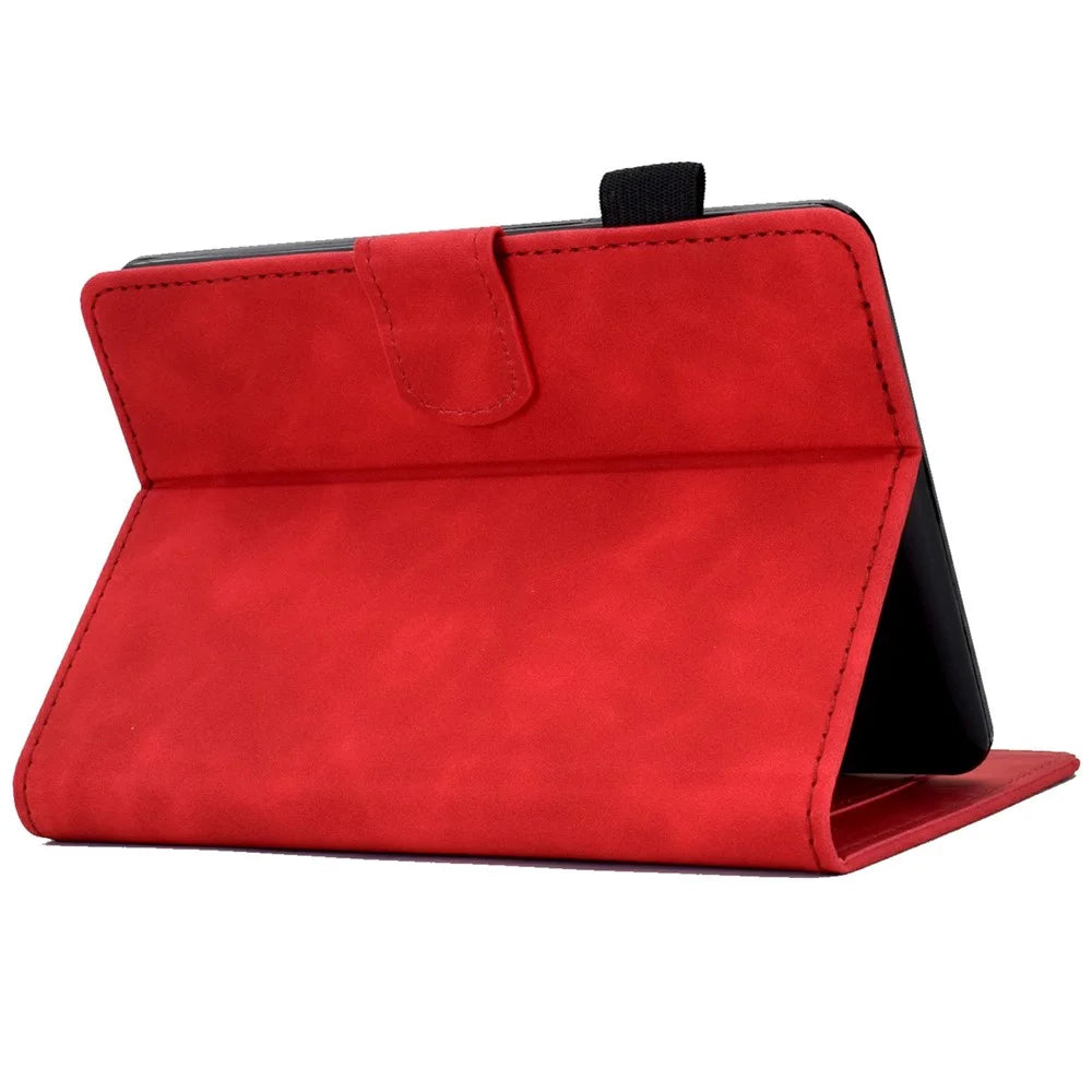 For Amazon Kindle Paperwhite (2024) Case Flower Butterfly Imprinted Card Slots Leather Cover - Red - 4