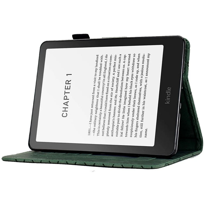 For Amazon Kindle Paperwhite (2024) Case Card Slots Stand Rhombus Auto Wake / Sleep Leather Cover - Green - 3