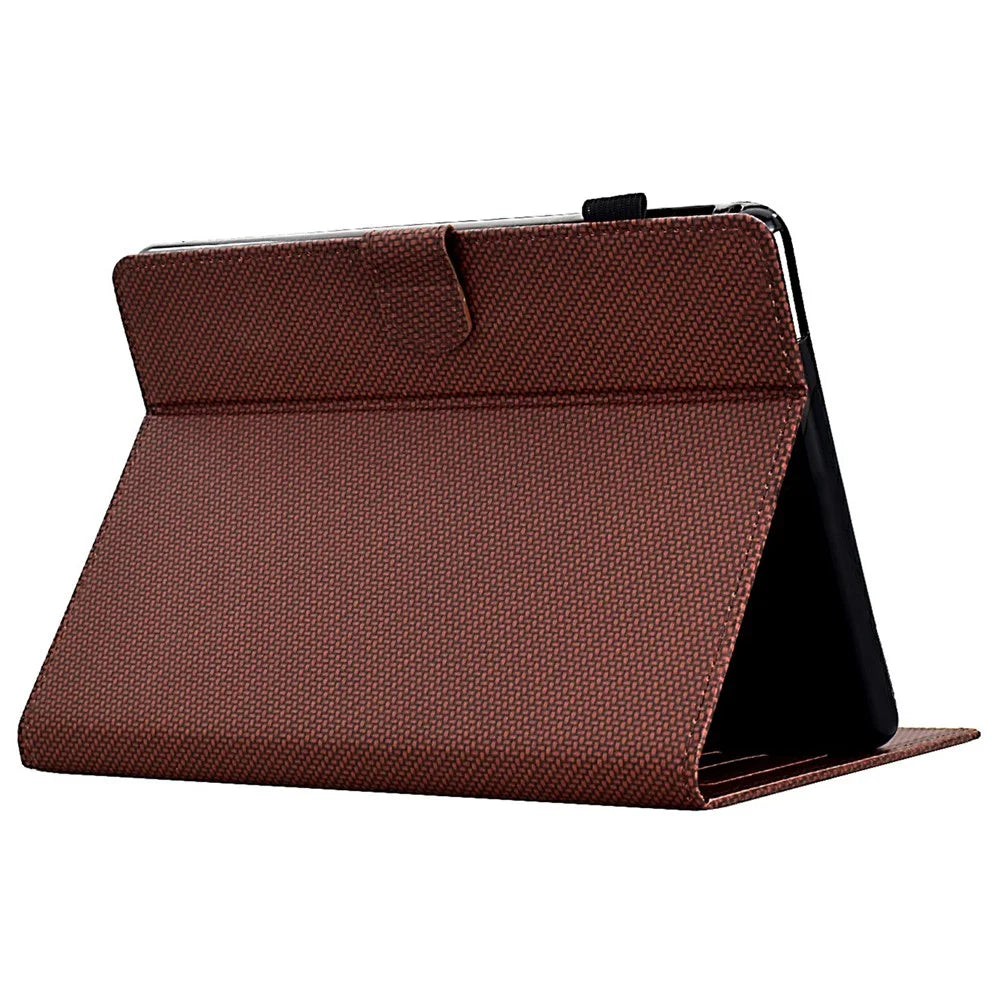 For Amazon Kindle Paperwhite (2024) Case Carbon Fiber Texture PU Leather Cover Stand View - Brown - 3