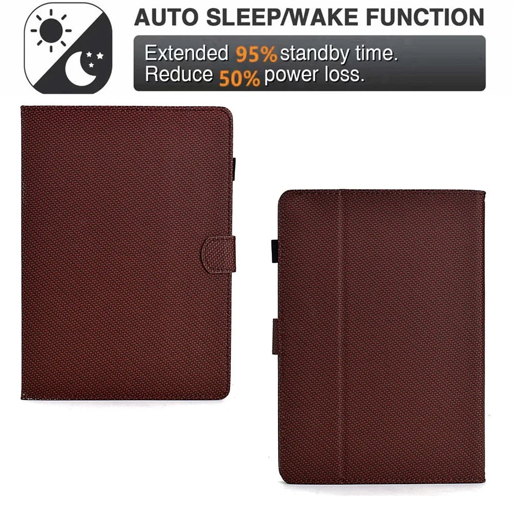 For Amazon Kindle Paperwhite (2024) Case Carbon Fiber Texture PU Leather Cover Stand View - Brown - 5