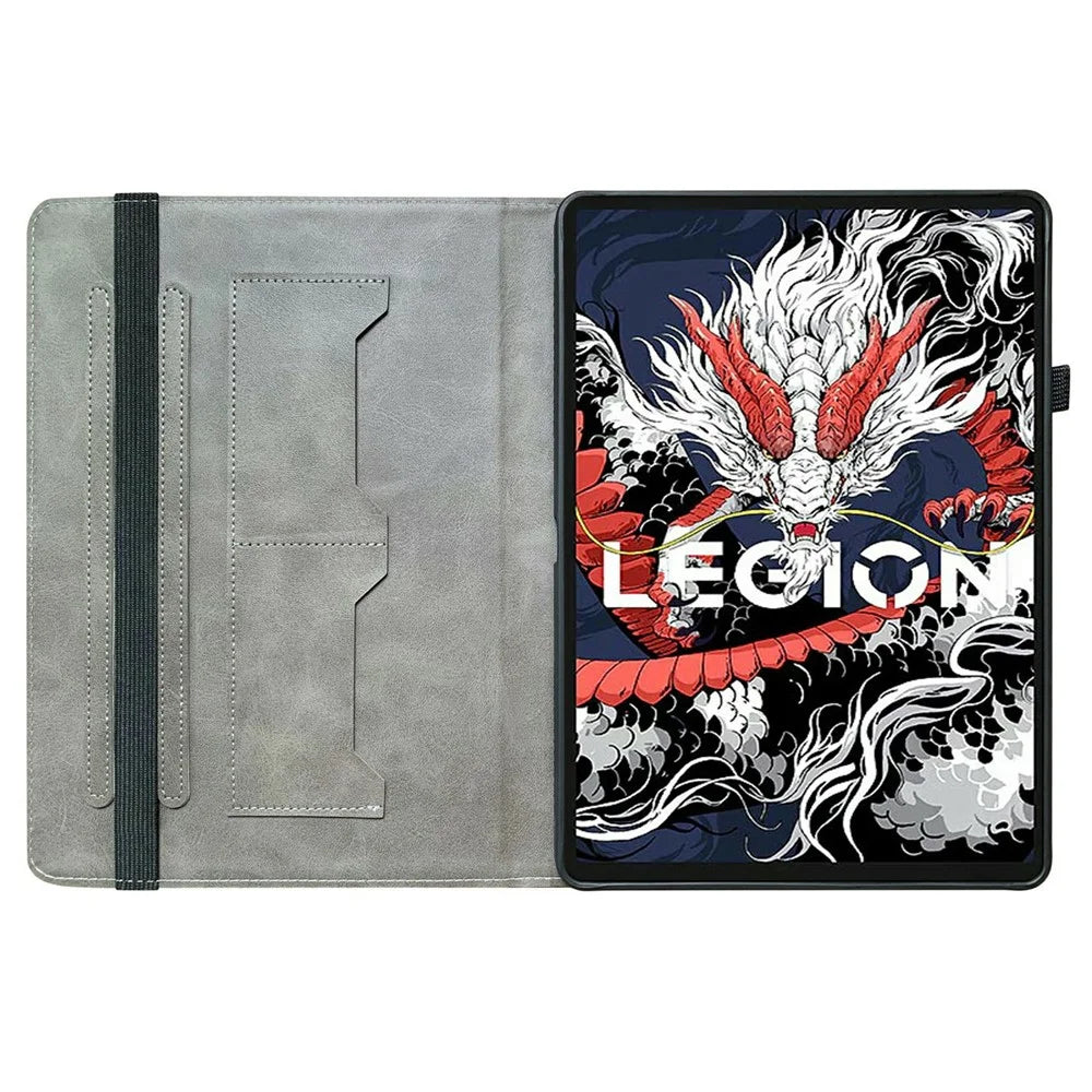 For Lenovo Legion Y700 (2025) Leather Case Pattern Printed Stand Tablet Cover with Card Slots - Plum Blossom - 2