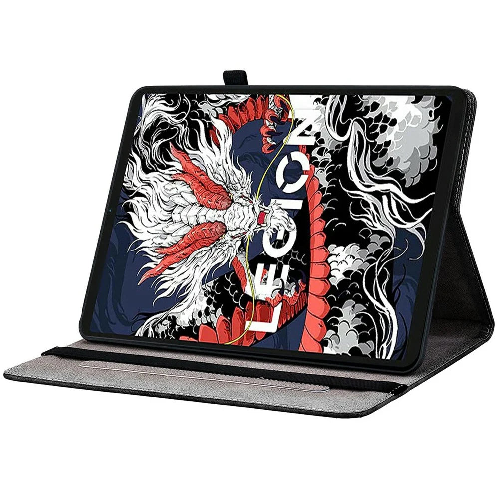 For Lenovo Legion Y700 (2025) Leather Case Pattern Printed Stand Tablet Cover with Card Slots - Plum Blossom - 3