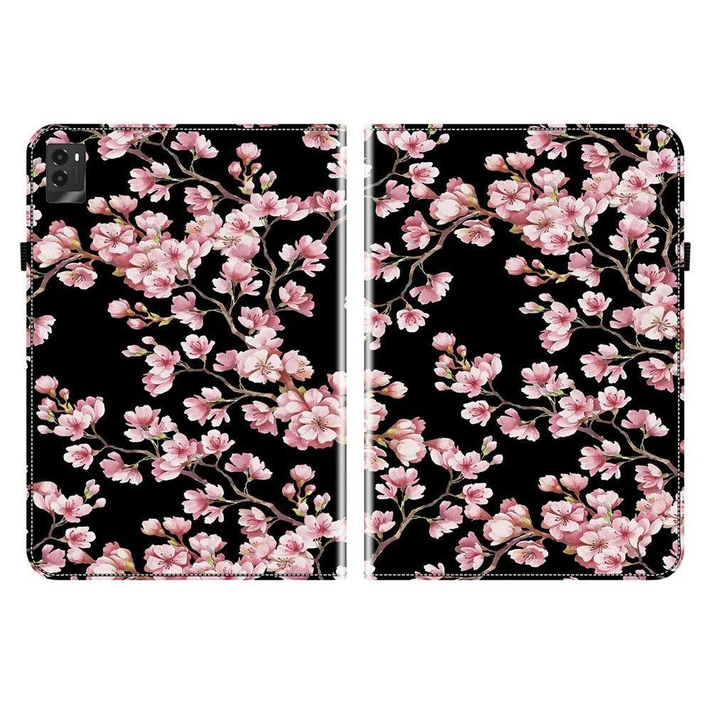 For Lenovo Legion Y700 (2025) Leather Case Pattern Printed Stand Tablet Cover with Card Slots - Plum Blossom - 7