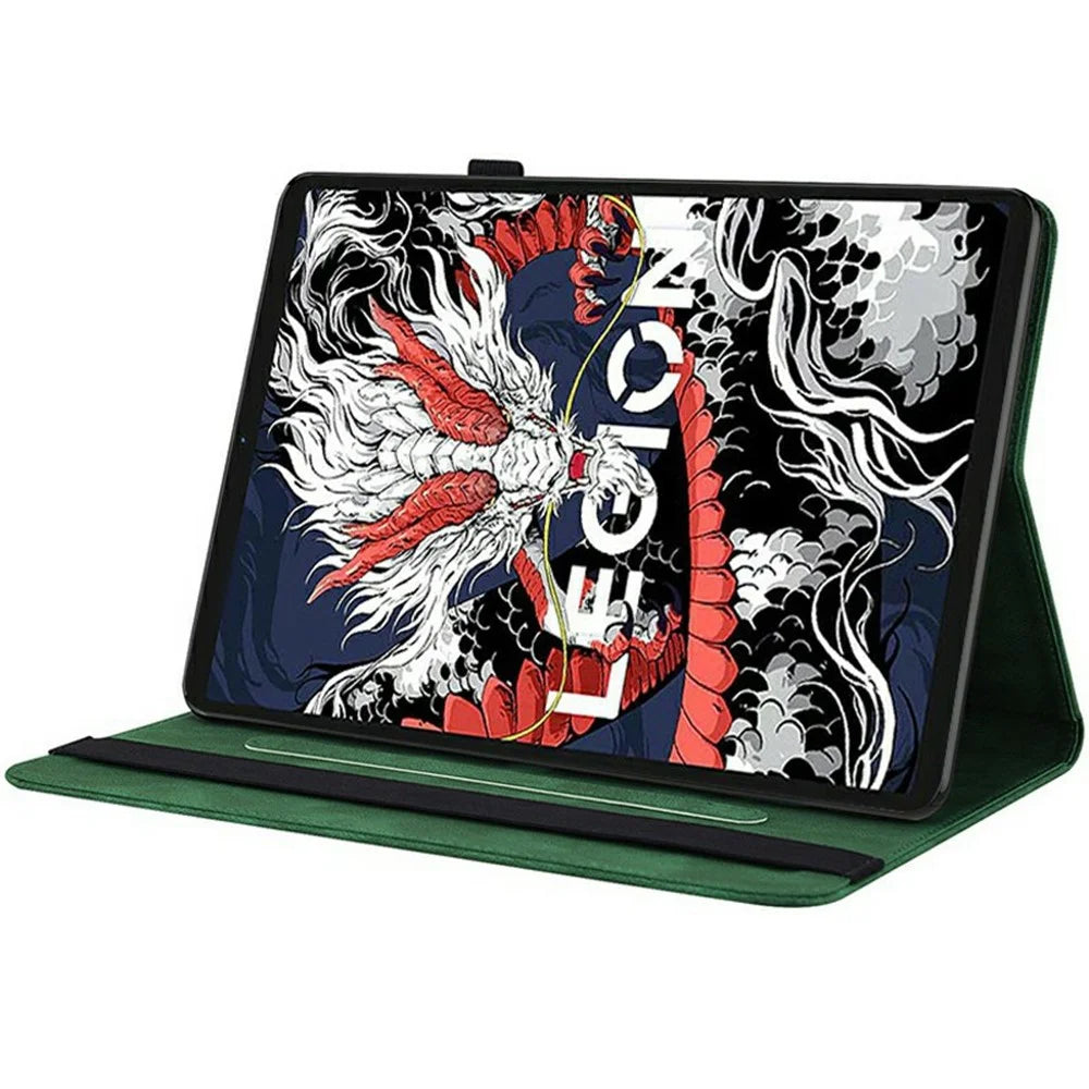 For Lenovo Legion Y700 (2025) Case Butterfly Flower Imprint PU Leather Tablet Cover with Card Slots - Green - 3