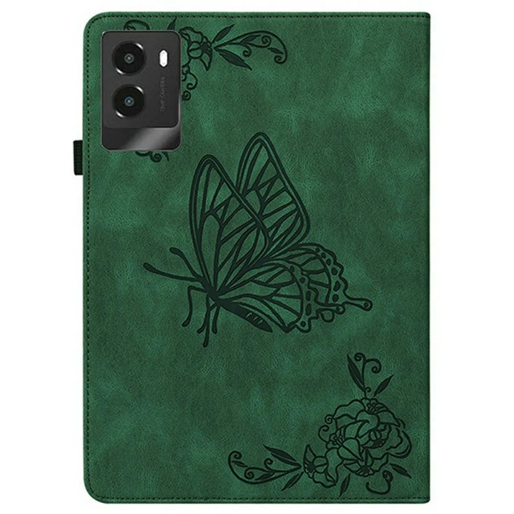 For Lenovo Legion Y700 (2025) Case Butterfly Flower Imprint PU Leather Tablet Cover with Card Slots - Green - 6